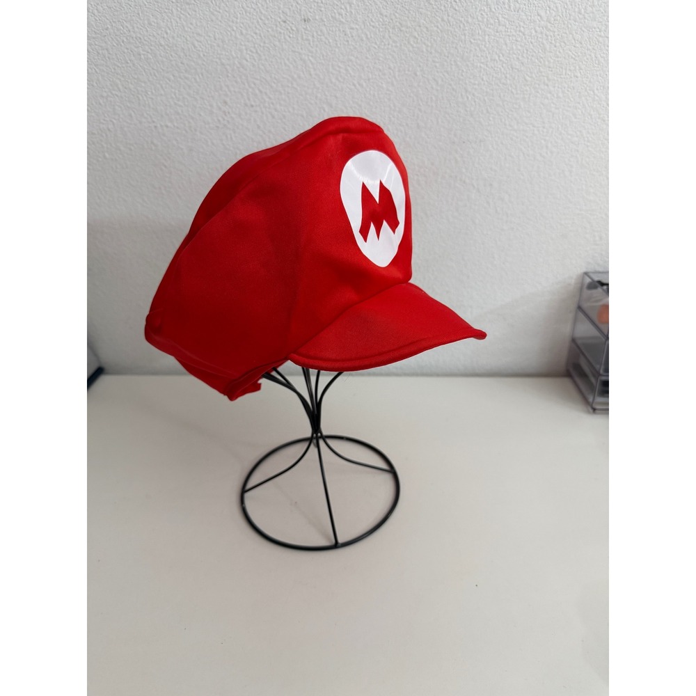 Nintendo Super Mario Bros Red Costume Hat Newsboy Cap Cosplay Accessory M Logo